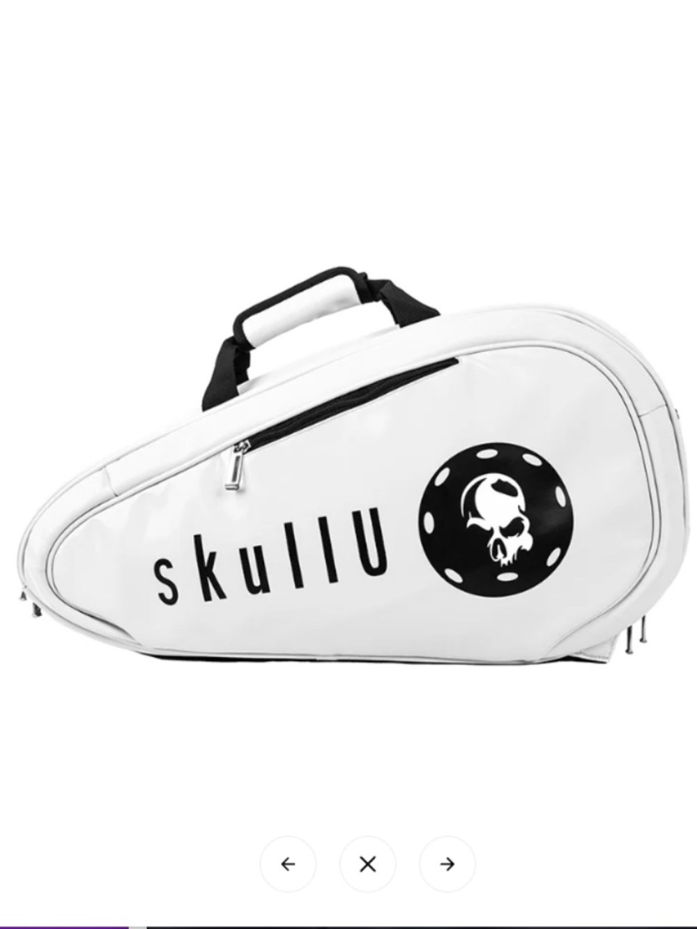 WHITE SKULLU PADDLE BAG BACKPACK FITS 4 PICKLEBALL RACKETS & HUGE STORAGE POCKET